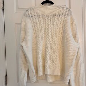 LOFT Cream Cable Knit Sweater